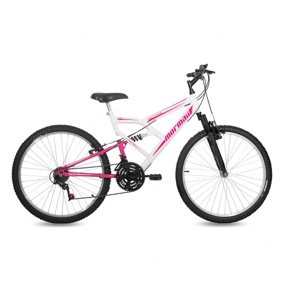 Bicicleta mormaii fullsion aro 26 branco rosa - mormaiishop - mobile