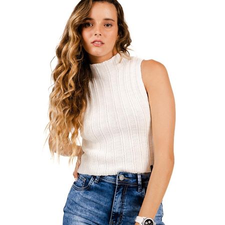 Cropped Regata Scalk Feminino Algodão Moderno Dia a Dia - Off